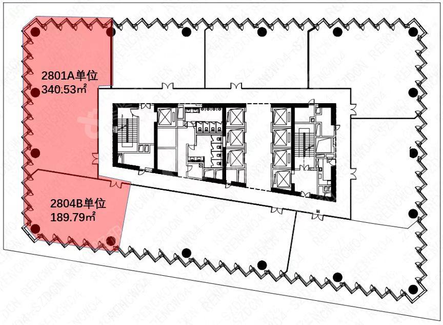 滨海云中心_530平_精装_办公室隔间